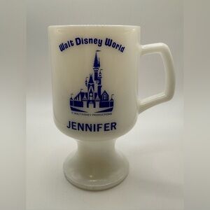 Walt Disney World Vintage Milk Glass Footed Mug With Name "Jennifer".
